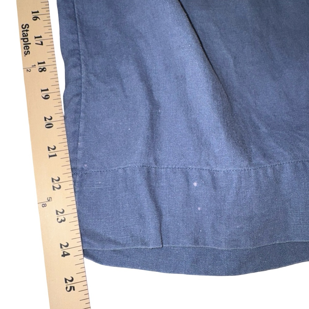 J Jill 100% Linen Pull On Pants Blue Elastic Waist Cropped Wide Leg Relax - Picture 5 of 8